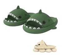 WIWIDANG Shark Swell Chanclas, Sharky Chanclas, Cloud Shark Slides, Shark Pantuflas Sandalias para Mujeres Hombres Pantuflas de Ducha Baño Antideslizantes (Olive Green, 44/45 EU)