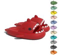 WIWIDANG Shark Swell Chanclas, Sharky Chanclas, Cloud Shark Slides, Shark Pantuflas Sandalias para Mujeres Hombres Pantuflas de Ducha Baño Antideslizantes (Red, 44/45 EU)
