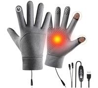 WIWOLER - Guantes calefactores USB, con 3 ajustes de temperatura, G-Ants calefactores para pantalla táctil, tamaño ajustable, para motocicleta, bicicleta, esquí, patinaje (gris, XL)