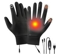 WIWOLER - Guantes calefactores USB, con 3 ajustes de temperatura, G-Ants calefactores para pantalla táctil, tamaño ajustable, para motocicleta, esquí, patinaje (negro, XL)