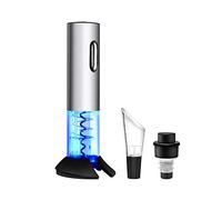 WIWONEY Sacacorchos Eléctrico, Abridor Botellas de Vino Profesional, Sacacorchos Eléctrico de Acero Inoxidable con Puerto de Carga USB, Cortador de Cápsulas, Tapón de Vacío y Vertedor