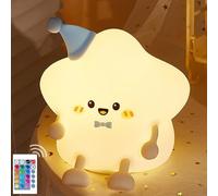 Wixzor Luz nocturna para niños, 7 colores, luz nocturna de silicona suave para niños con 3 niveles regulables antideslumbrante forma de Estrellas, lámpara de noche táctil Bebe Recien Nacido