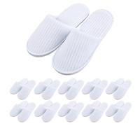 WIYETY 10 pares de pantuflas de spa antideslizantes para hotel, zapatillas desechables con punta cerrada, zapatillas de rizo para casa, dormitorio, baño, interior, unisex, color blanco