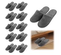 WIYETY 10 pares de zapatillas de spa antideslizantes para hotel, zapatillas desechables con dedos cerrados, zapatillas de rizo para casa, dormitorio, baño, interior, unisex, gris