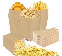 WIYETY 100 bolsas reutilizables de papel kraft para palomitas de maíz, cuadradas, color marrón, para noche de cine, fiesta de cumpleaños, Navidad