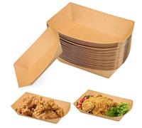 WIYETY 100 cuencos de cartón kraft resistentes al agua, cuencos de cartón para patatas fritas, aperitivos (18 cm x 12 cm x 2,5 cm)