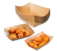 WIYETY 100 cuencos de papel kraft para aperitivos, resistentes al aceite y al agua, para salchichas de curry, patatas fritas, macarons, 16,7 x 12 cm, vajilla desechable, biodegradable, sin