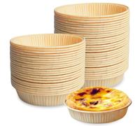 WIYETY 100 moldes de papel para hornear, mini moldes para tartas de 9,2 cm, moldes para quiche, moldes de papel planos para hornear redondos para freidora de aire caliente, hornos y microondas