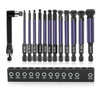 WIYETY 12 destornilladores hexagonales con cabeza esférica: juego de llaves hexagonales, juego de puntas con cabeza magnética fuerte, puntas de destornillador de impacto negro fosfuro y punta