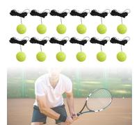 WIYETY 12 pelotas de tenis con cuerda: pelota de tenis para principiantes, ejercicio individual pelota de tenis con cuerda elástica de goma, pelotas de tenis de ocio para entrenamiento, enseñanza de