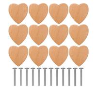 WIYETY 12 pomos en forma de corazón para armario, pomos de madera para armarios, muebles de madera, pomos de madera para cómodas, pomos de madera, pomos de muebles para cajones, muebles (forma de
