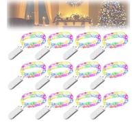 WIYETY 12 unidades de luces LED: 3 m mini cadenas de luces alimentadas con pilas, resistente al agua, cobre, cadena de luces de alambre para fiestas, Navidad, Halloween, bodas, Navidad, decoración