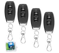 WIYETY 12 V mando a distancia interruptor: relé inalámbrico, 433 mhz interruptor inalámbrico con 4 transmisores, contactos sin potencial relé controlador para cerraduras de puerta enrollable, luces