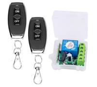 WIYETY 12 V mando a distancia interruptor: relé inalámbrico, interruptor inalámbrico de 433 mhz con 2 transmisores, contactos sin potencial relé controlador para cerraduras de puerta enrollable, luces