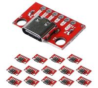 WIYETY: 15 Piezas de Placas de Breakout USB Tipo-C, Placa PCB con 6 Pines, Conector Serial Femenino para Aficionados de Tecnología E Ingenieros (Rojo)