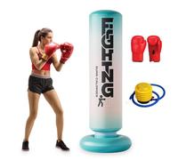 WIYETY 180cm Saco de Boxeo De Pie Inflable: Saco de Boxeo con Base que no se Cae, Saco de Boxeo con Guantes de Boxeo y Bomba UNE para Entrenamiento de Boxeo de Adolescentes y Adultos Ayuda a Reducir