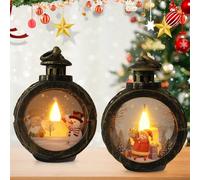 WIYETY 2 farolillos decorativos navideños: luz interior con LED, velas de Navidad sin llama, funciona con pilas, luz iluminada para decoración navideña interior y exterior