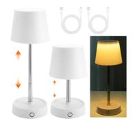 WIYETY 2 lámpara telescópica: LED recargable por USB, táctil para mesita de noche, regulable en altura para salón y dormitorio