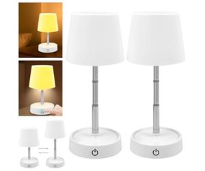 WIYETY 2 lámparas de mesa LED: Touch LED batería lámpara de mesa regulable en altura regulable, lámpara de mesa LED para mesita de noche, escritorio, dormitorio, salón, IP54, recargable por USB, color
