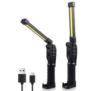 WIYETY 2 lámparas LED de trabajo para taller, lámpara de taller, batería con imán y gancho, plegable, recargable, luces de inspección COB, lámpara de trabajo LED para reparación de coches, taller