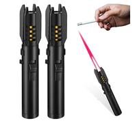 WIYETY 2 mecheros de llama de chorro: llama ajustable, resistente al viento, recargable de gas, encendedor de barra larga, con cerradura para barbacoa, chimenea (sin gas butano), color negro