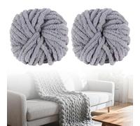 WIYETY 2 ovillos de lana gruesa de 500 g, lana gruesa y suave, para tejer con los brazos, para tejer con los brazos, voluminosos cojines para cojín, nidos para mascotas, bufandas, gris claro