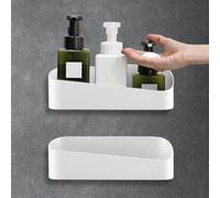 WIYETY 2 Piezas Estanteria Ducha: Estante de Ducha Estante de Baño Sin Taladro Baño Adhesivo Organizador Cocina Autoadhesiva Estante Ganchos Dormitorio Organizador Soporte Reutilizable (Blanco)