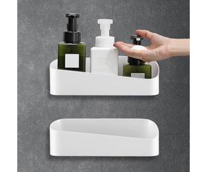 WIYETY 2 Piezas Estanteria Ducha: Estante de Ducha y Baño Sin Taladro Adhesivo Organizador Cocina y Dormitorio Reutilizable (Blanco)