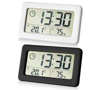 WIYETY 2 piezas termohigrómetro electrónico: reloj pequeño con interruptor de temperatura humedad ℃/℉, despertador digital con diseño de succión magnética, colgante y de pie, para el hogar,
