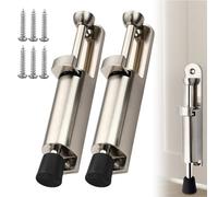 WIYETY 2 topes de puerta con mando a pie: 147 x 28 mm, aleación de zinc, tope de puerta con tornillos, pedal de aleación de zinc, tope de puerta de metal para puertas de garaje, puertas interiores y