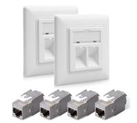 WIYETY 2 unidades de enchufe de red empotrado: enchufe LAN, caja de conexiones de datos, 2 puertos de red, enchufe Lan Ethernet hembra hembra para instalación en casa y oficina