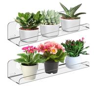 WIYETY 2 unidades de estantes acrílicos para plantas: estante para plantas transparente colgante para ventanas, estantes para plantas con ventosa, soporte para plantas de pared de ventana para flores