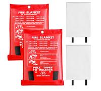 WIYETY 2 unidades de manta ignífuga de fibra de vidrio, manta ignífuga de 100 x 100 cm para cocina, kit de supervivencia de emergencia para cocina, chimenea, barbacoa, coche, camping, también para