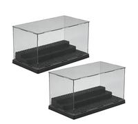 WIYETY 2 unidades de vitrina acrílica: caja de exhibición negra con placas con tetones, a prueba de polvo, vitrina de coleccionista, caja de exhibición apilable para figuras de juguetes y