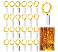 WIYETY 25 unidades de luces LED: 1 m Mini cadenas de luces alimentadas con pilas, resistente al agua, cobre, cadena de luces de alambre para fiestas, Navidad, Halloween, bodas, Navidad, decoración
