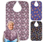 WIYETY 3 baberos para adultos: baberos impermeables para adultos, baberos impermeables, protector de ropa lavable reutilizable, para hombres, mujeres, ancianos y discapacitados, Negro , L