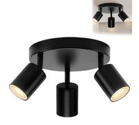 WIYETY 3 focos LED de techo: lámpara de techo redonda de aluminio orientable, GU10, lámpara de techo moderna, para salón, dormitorio, cocina, oficina (sin bombilla)