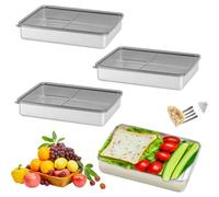 WIYETY 3 Piezas Organizador Nevera: 800 ml Recipiente para Congelador de Acero Inoxidable con Tapa, Recipiente para Fiambres Reutilizable, Contenedor Hermético para Almacenamiento de Alimentos