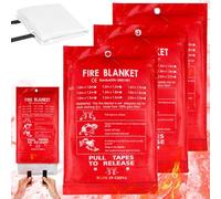 WIYETY 3 unidades de manta ignífuga de fibra de vidrio, manta ignífuga de 100 x 100 cm para cocina, kit de supervivencia de emergencia para cocina, chimenea, barbacoa, coche, camping, también para