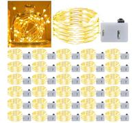 WIYETY 30 unidades de luces LED: 2 m mini cadenas de luces alimentadas con pilas, resistente al agua, cobre, para fiestas, Navidad, Halloween, bodas, Navidad, decoración (blanco cálido)