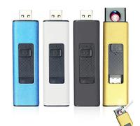 WIYETY 4 mecheros electrónicos contra tormentas: resistente al viento, encendedor eléctrico con puerto USB, encendedor de tormenta sin llama con cerradura de seguridad, recargable por USB, sin gas