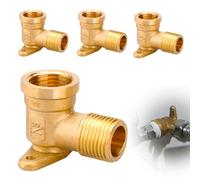 WIYETY 4 unidades de disco de pared de 1/2 pulgada: conector de pared de agua rosca interior, 1/2 pulgadas de pared arco de latón, conector de codo de 90 grados con rosca interior, piezas de montaje