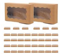 WIYETY 40 cajas de cartón de estraza con ventana: caja de regalo rectangular, caja de regalo plegable, cajas de galletas, cajas creativas para tartas, cajas de pastelería, para caramelos, bodas (7 x