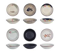 WIYETY 6 cuencos de cerámica para salsas: cuencos para aperitivos, cuencos para salsa de sushi, diámetro de 10 cm, estilo japonés, cuencos de salsa de soja para entrantes, salsa de soja, salsa de soja