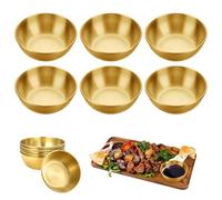WIYETY 6 cuencos dorados de acero inoxidable para aperitivos, cuencos dorados para salsas, cuencos redondos para salsas, mini cuencos, cuencos para salsas de acero inoxidable para guarniciones, sushi,