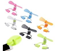 WIYETY 6 mini ventiladores para teléfono móvil 3 en 1, ventilador USB extraíble, compatible con micro USB/tipo C/puerto Lightning (6 colores)