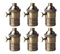 WIYETY 6 piezas de marco de aluminio vintage: 220 V E27 bronce portalámparas con interruptor giratorio, adaptador de lámpara de techo, lámpara LED, decoración retro, lámpara colgante, portalámparas