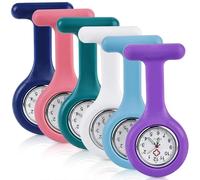 WIYETY 6 relojes de enfermera con clip: reloj de enfermera con funda de silicona elástica, reloj de enfermera con pin, para enfermeras y médicos, movimiento de cuarzo, analógico-digital, Blanco +