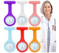 WIYETY 6 relojes de enfermera con clip, reloj de enfermera fob, práctico reloj de frecuencia cardíaca para médicos y enfermeras (azul claro, rosa, rojo, blanco, naranja y morado), Azul
