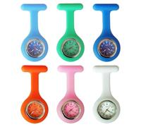 WIYETY 6 relojes de enfermera: relojes de enfermera con clip y funda de silicona elástica y puntero brillante, reloj de pulsera para enfermeras y médicos, movimiento de cuarzo, analógico-digital